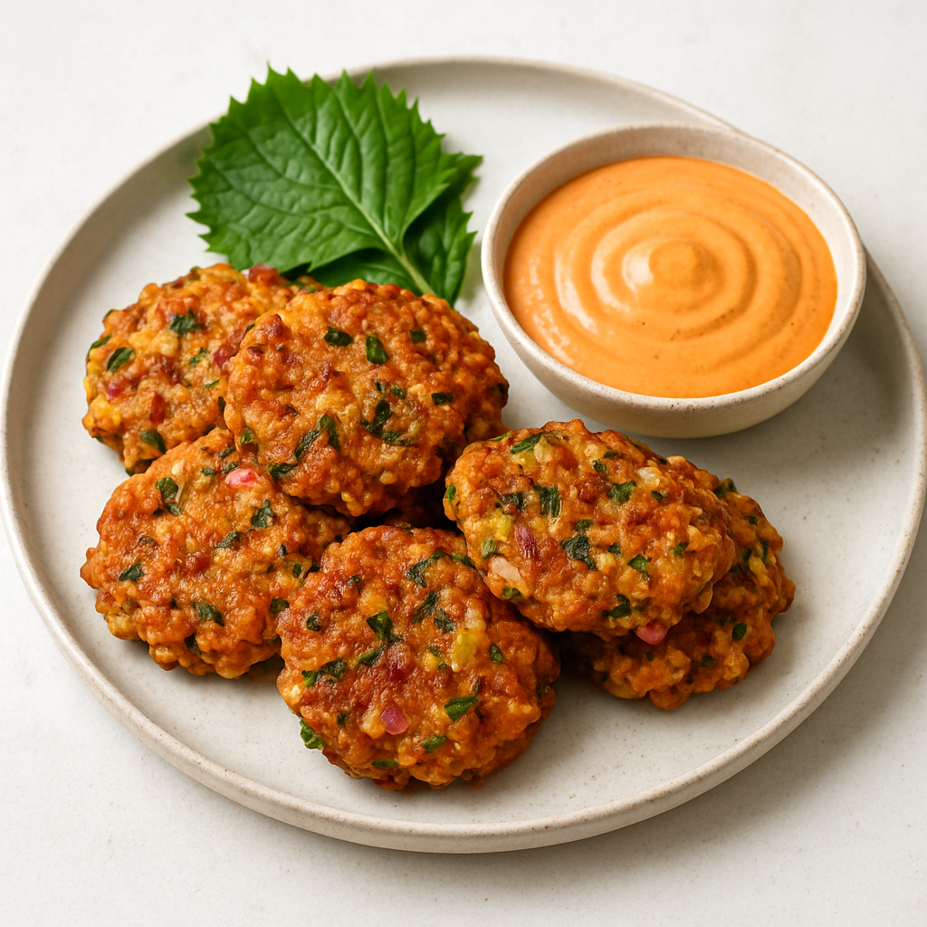 Spicy Tuna Cauliflower Fritters with Gochujang Aioli